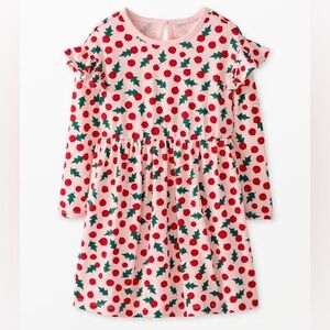NWT Hanna Andersson LS Ruffle Dress Pockets, Snowberries Pink, Size 120 (US 6-7)